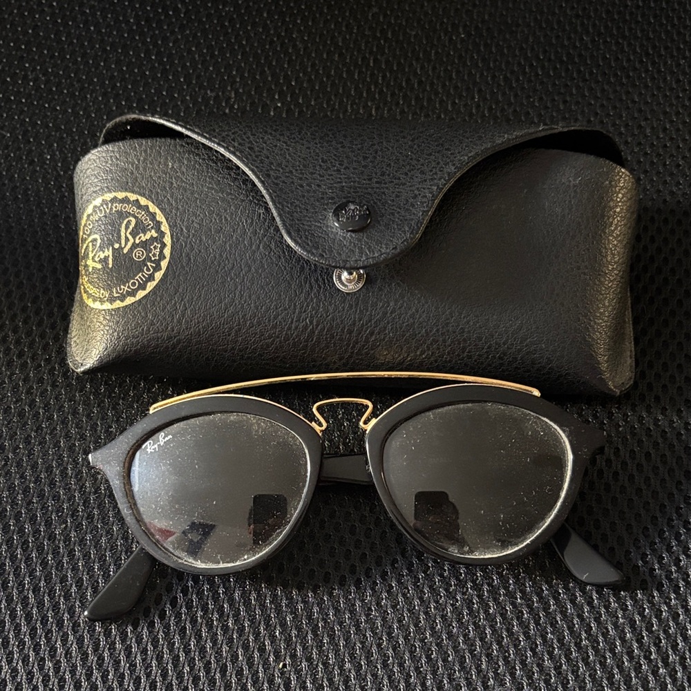 Ray-Ban Black Frame Sunglasses with Gold Detail